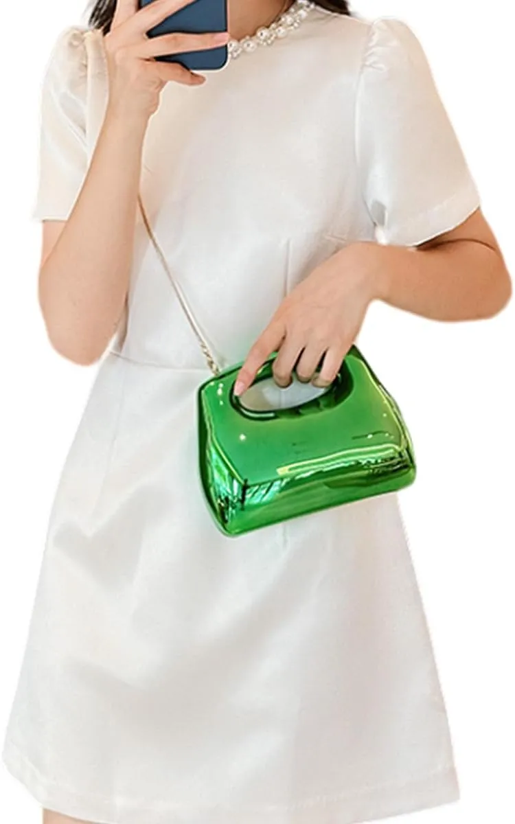 Acrylic Clutch Bag for Women Glitter Marble Purse Elegant Evening Handbag Wedding Party Chain Shoulder Bag