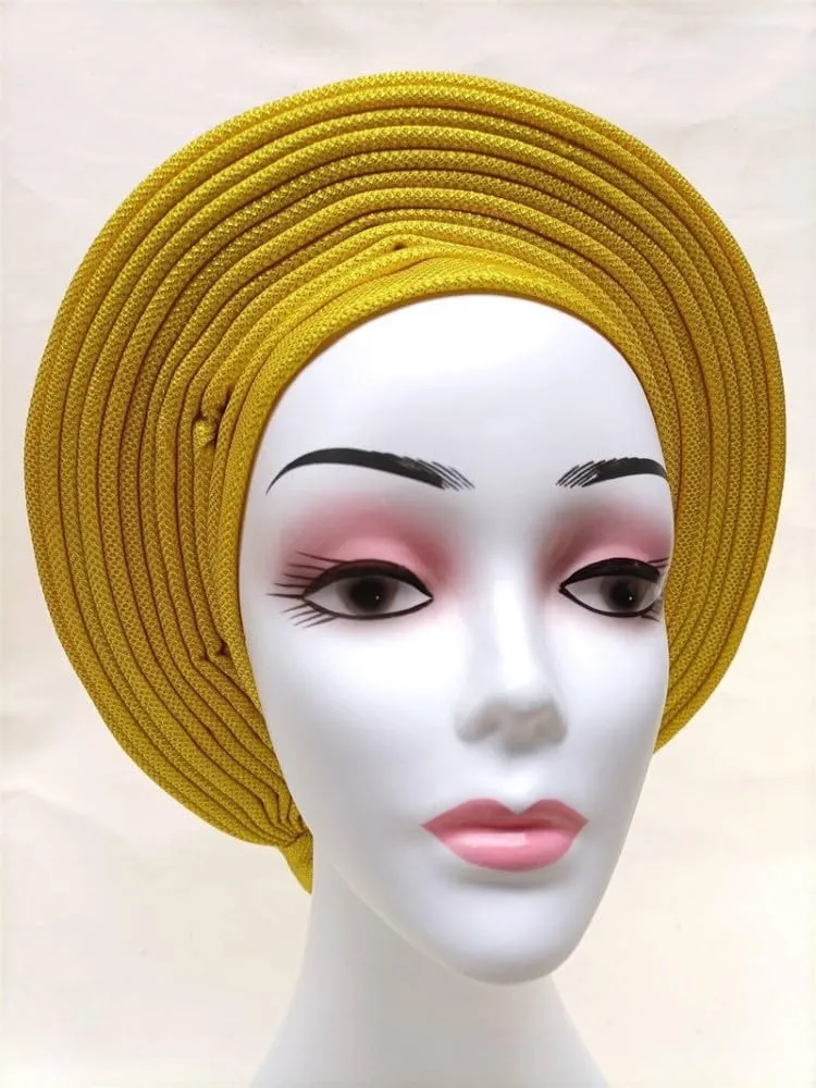African Head Tie Nigerian ASO Oke Head Tie Women Head Wrap Turban Gele Head Tie Woman Scarf for Party - (Color: Light Gray/Size: L - 280G)