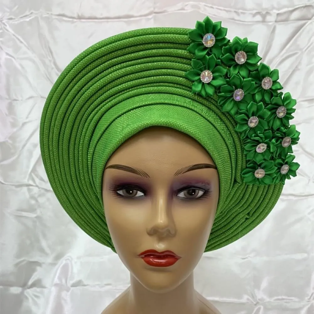 African Head Tie Turban Nigerian Aso Oke Fabric Muslim Headwear Gele Head Wrap Sego Head Tie - (Size: L - 280G)