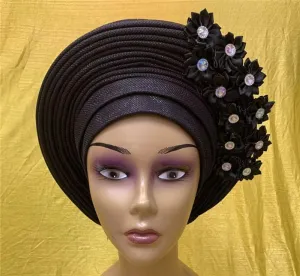 African Head Tie Turban Nigerian Aso Oke Fabric Muslim Headwear Gele Head Wrap Sego Head Tie Size L - 280G