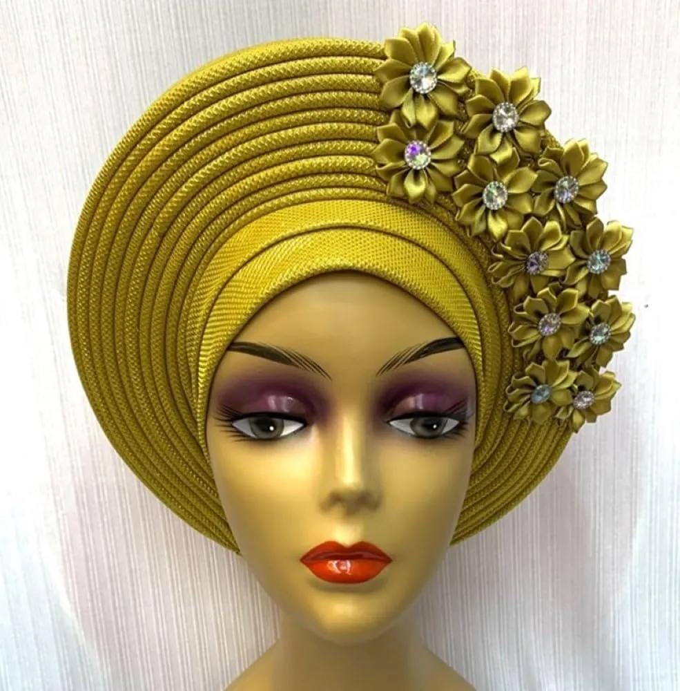 African Head Tie Turban Nigerian Aso Oke Fabric Muslim Headwear Gele Head Wrap Sego Head Tie - (Size: L - 280G)