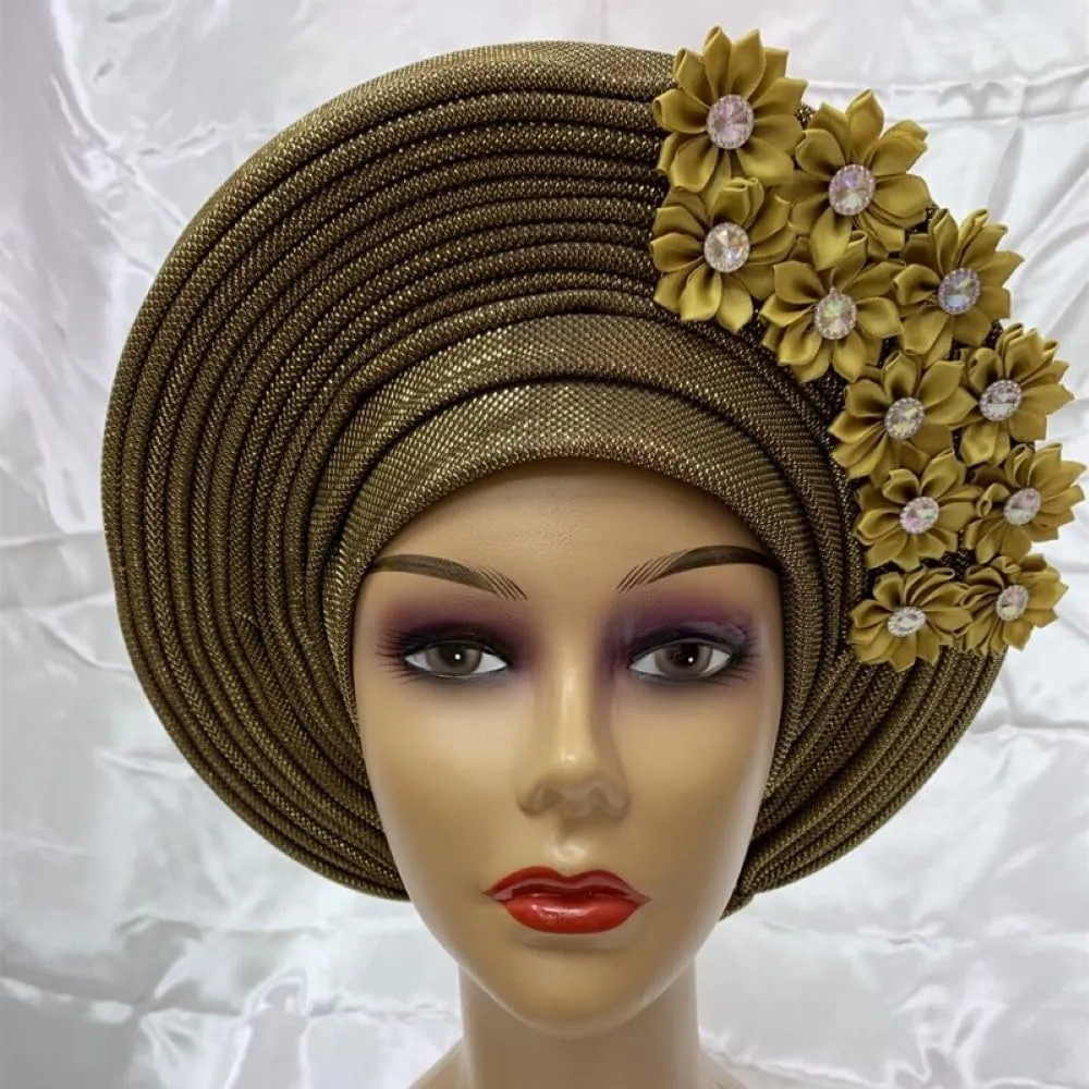 African Head Tie Turban Nigerian Aso Oke Fabric Muslim Headwear Gele Head Wrap Sego Head Tie - (Size: L - 280G)
