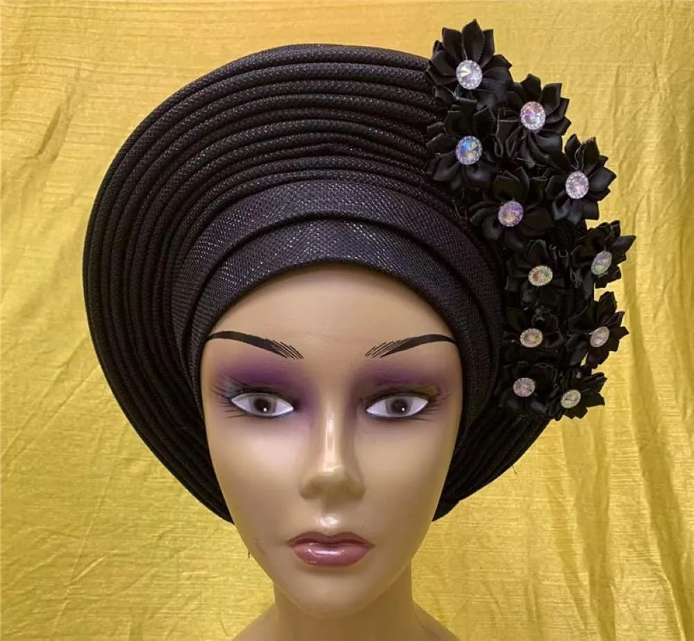African Head Tie Turban Nigerian Aso Oke Fabric Muslim Headwear Gele Head Wrap Sego Head Tie Size L - 280G