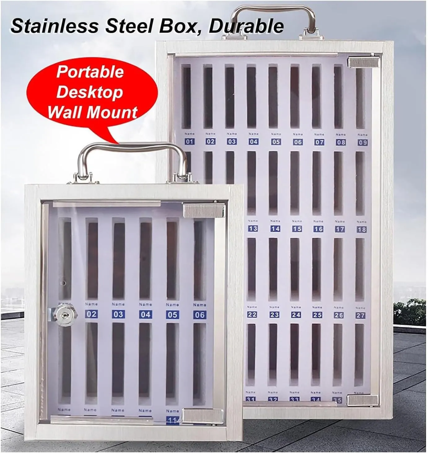 Aluminum Alloy Phone Locker with Key Lock - Wall-Mounted & Freestanding Mobile Storage Cabinet for Classroom Office(60 bits)