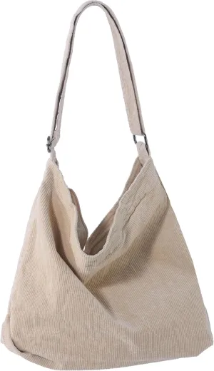 ALUWU Corduroy Tote Bag for Women Girl Canvas Shoulder Handbags Cute Large Purse