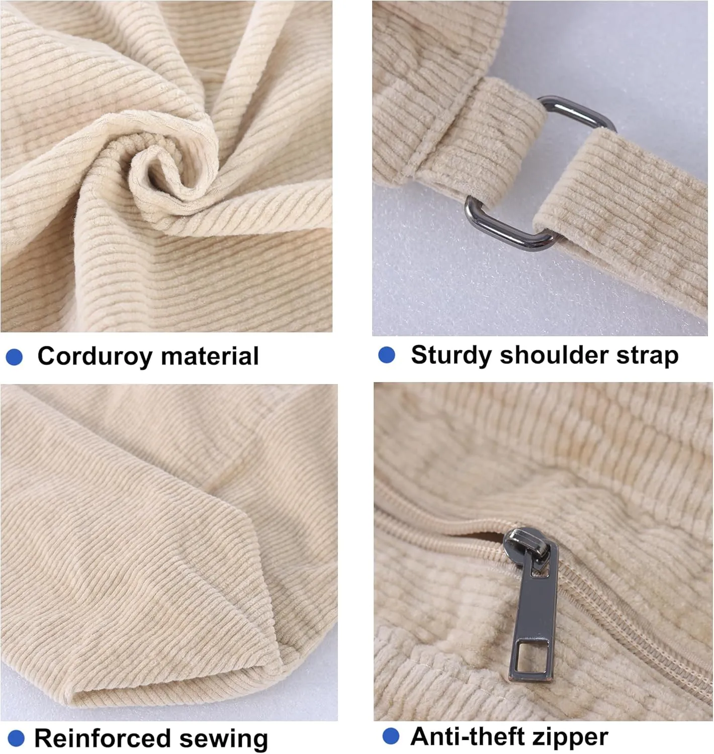 ALUWU Corduroy Tote Bag for Women Girl Canvas Shoulder Handbags Cute Large Purse