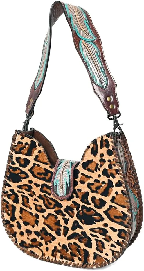 American Darling Hobo Hand Tooled Hair-On Genuine Leather Women Bag Western Handbag Purse
