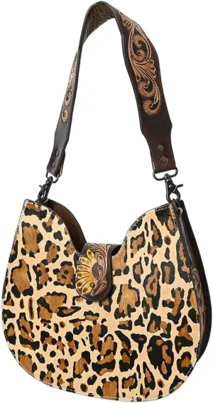 American Darling Hobo Hand Tooled Hair-On Genuine Leather Women Bag Western Handbag Purse