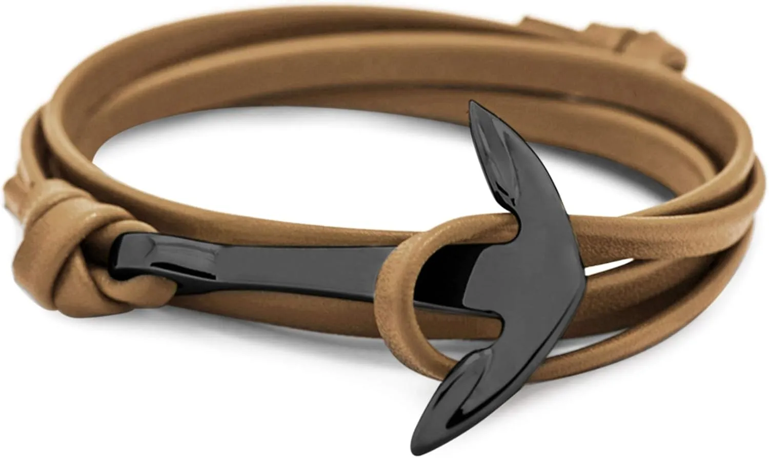 Anchor Bracelet Nautical Handmade Black Gold Plated Vegan Leather Motivational Sailor Stainless Steel Dorsal Wrist Wrap for Men and Women
