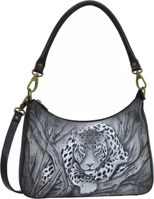 Anna by Anuschka Women's Hand-Painted Genuine Leather Large Top Zip Hobo
