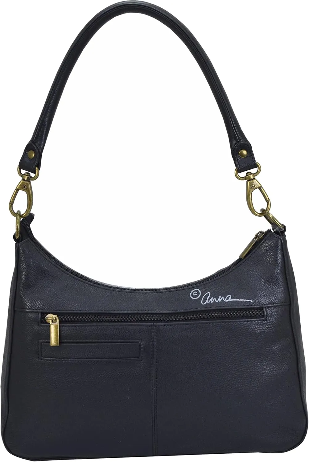 Anna by Anuschka Women's Hand-Painted Genuine Leather Large Top Zip Hobo
