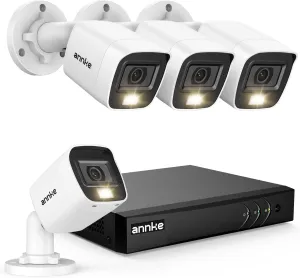 ANNKE 8CH 3K Lite Wired Security Camera System, H.265  DVR with AI Human/Vehicle Detection, 4X 1080p CCTV Bullet Cams, Smart Color Night Vision, Easy Remote Access, IP67, No Hard Drive Disk