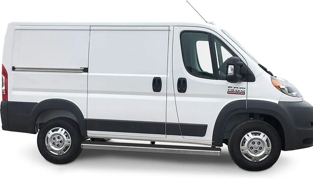 APS Running Boards (Nerf Bars Side Steps Step Bars) Compatible with Ram ProMaster 2014-2025 Full Size Van 118 inches Wheelbase 3 Door Only (Silver 5in 304 Stainless Steel)