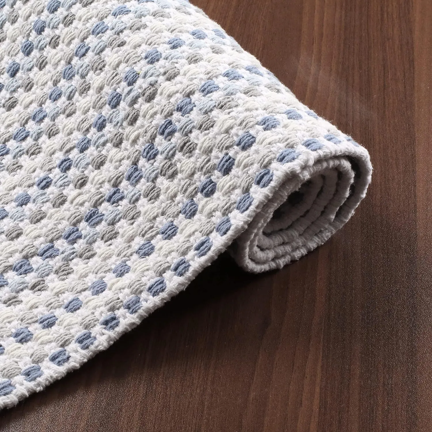 Area Rug 2x6 Ft Cotton Grey/Beige Rugs for Livingroom Bedroom Washable RagRug Reversible Farmhouse Kitchen RunnerRug Carpet Indoor Area Runner Mat for Hallway, Entryway 24x72 Inches