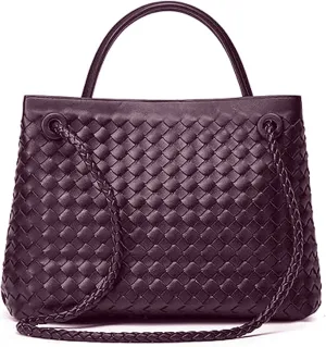 Ash&Ivy Woven Bag for Women – Vegan Leather Shoulder Purse, Handmade Tote, Elegant Satchel, Top Handle Handbag