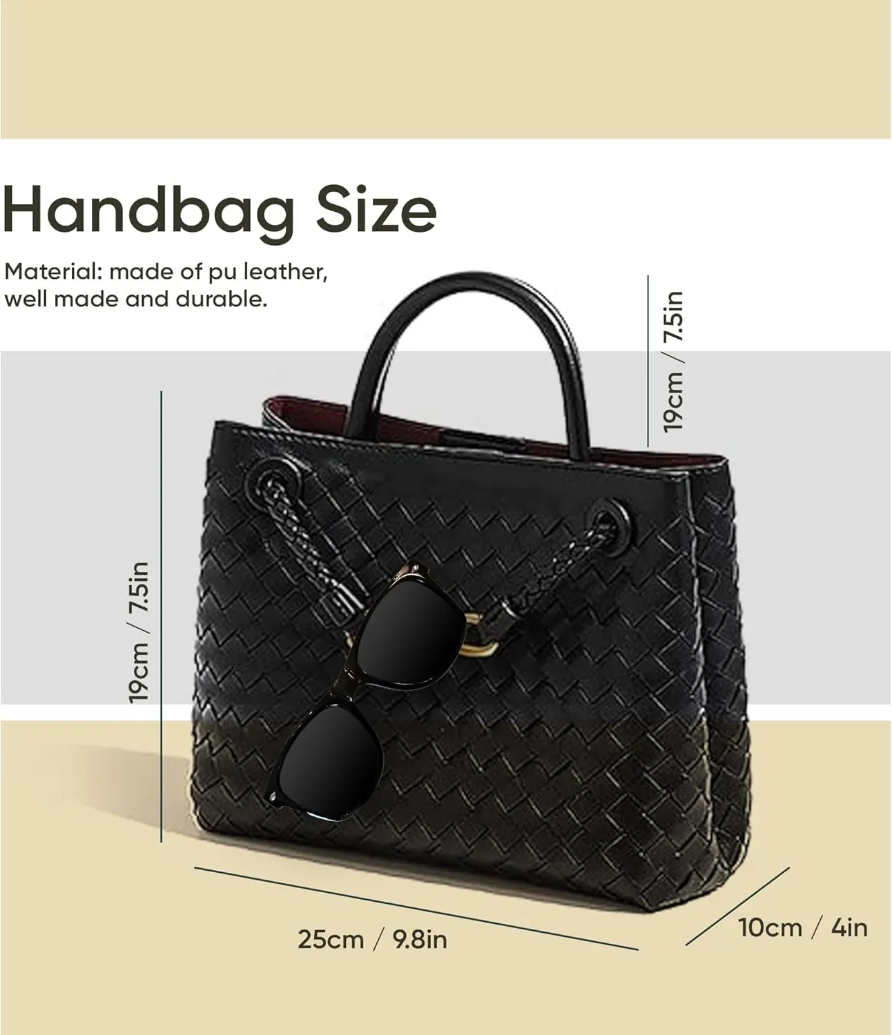 Ash&Ivy Woven Bag for Women – Vegan Leather Shoulder Purse, Handmade Tote, Elegant Satchel, Top Handle Handbag