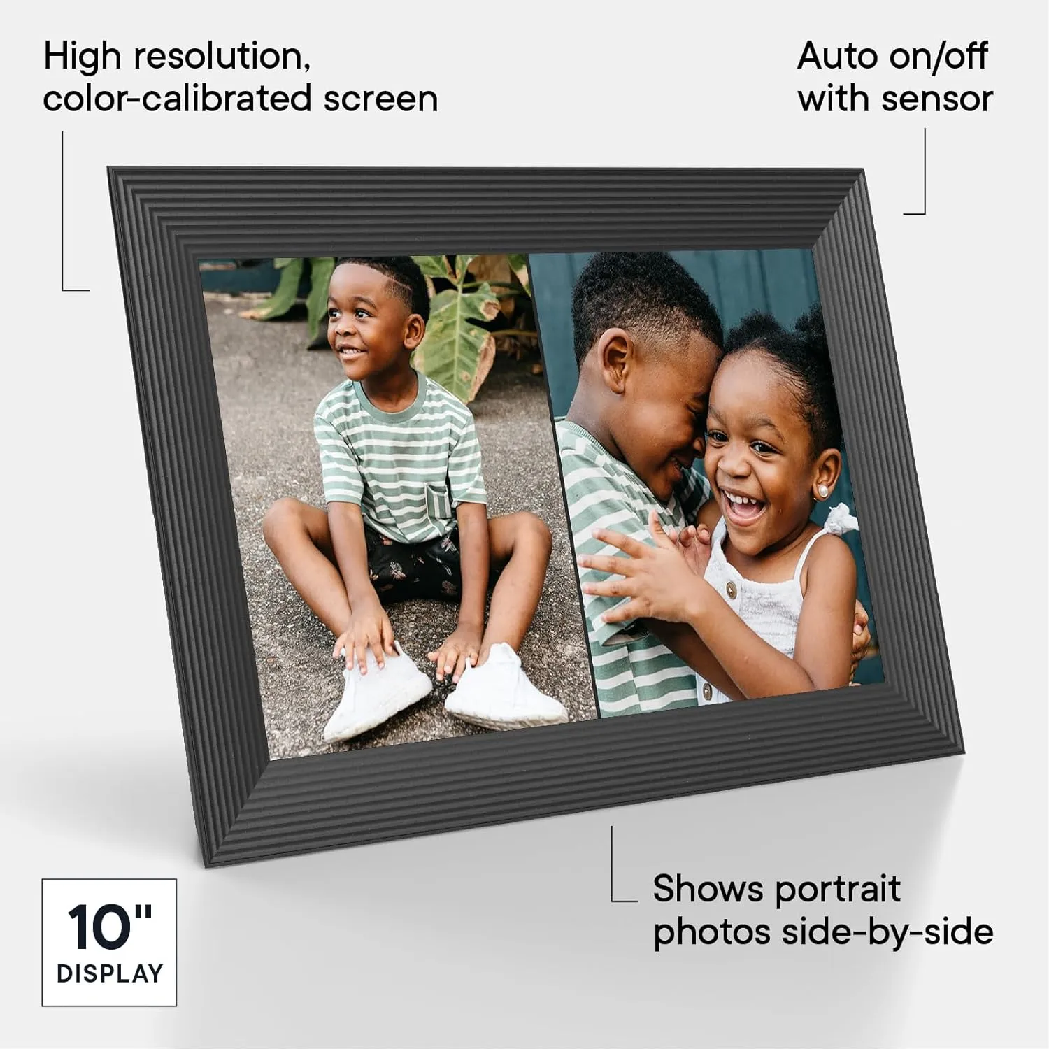 Aura Carver HD WiFi Digital Picture Frame, 10.1”, Add Photos with Aura App, Free Unlimited Storage - Wirecutter’s Pick for Best Digital Photo Frame 2022 - Gravel