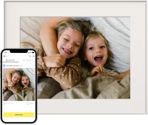 Aura Walden 15" WiFi Digital Picture Frame | Wirecutter's Best Digital Frame for Gifting | Send Photos from Your Phone | Quick, Easy Setup in Aura App | Free Unlimited Storage | White Clay