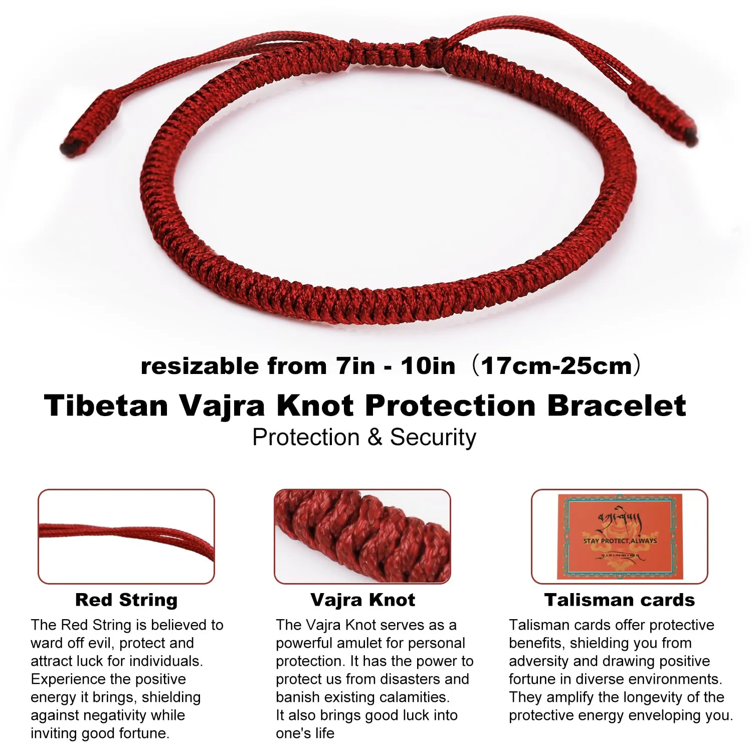 Authentic blessed Tibetan monks handmade Dorje Knot protection bracelet for women and men with a talisman.Red string bracelet-mens bracelet rope-gifts for women and men-protection jewelry