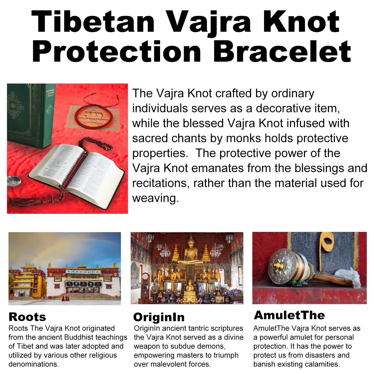 Authentic blessed Tibetan monks handmade Dorje Knot protection bracelet for women and men with a talisman.Red string bracelet-mens bracelet rope-gifts for women and men-protection jewelry