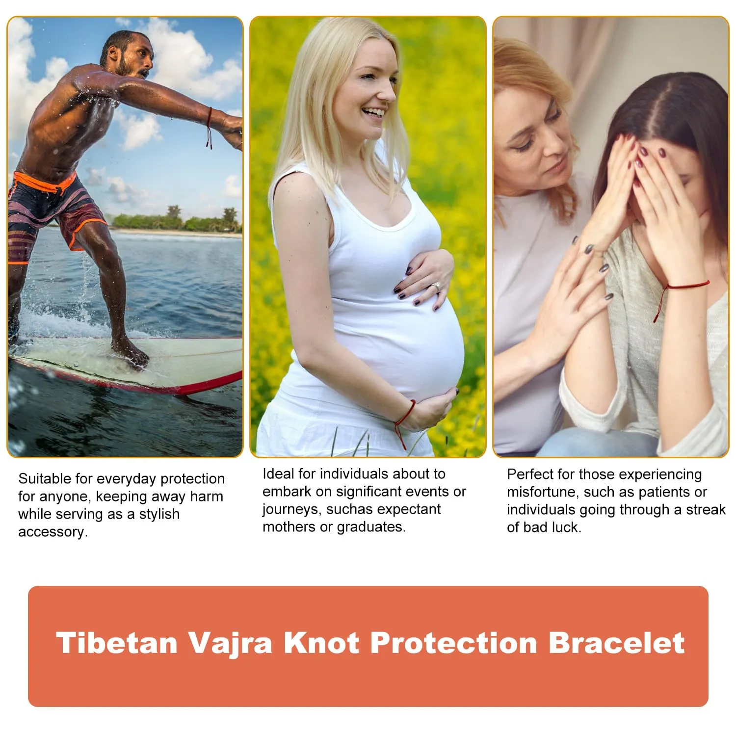 Authentic blessed Tibetan monks handmade Dorje Knot protection bracelet for women and men with a talisman.Red string bracelet-mens bracelet rope-gifts for women and men-protection jewelry