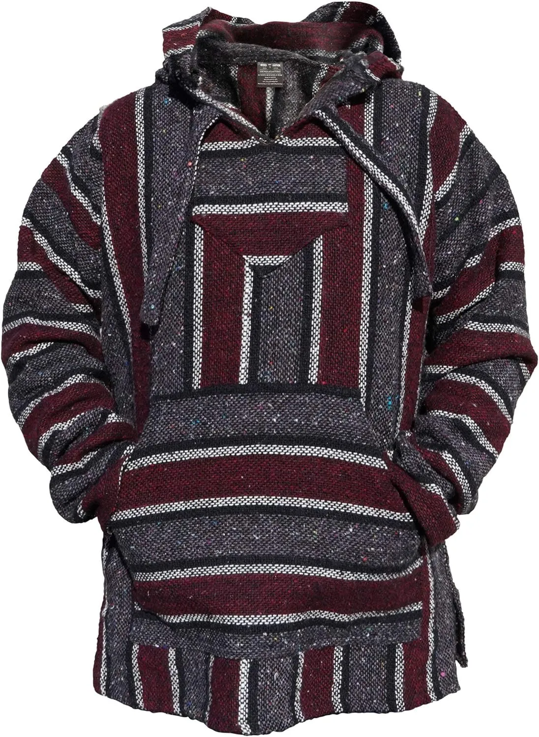 Authentic Mexican Baja Hoodie - Woven Pullover Sweater Jacket