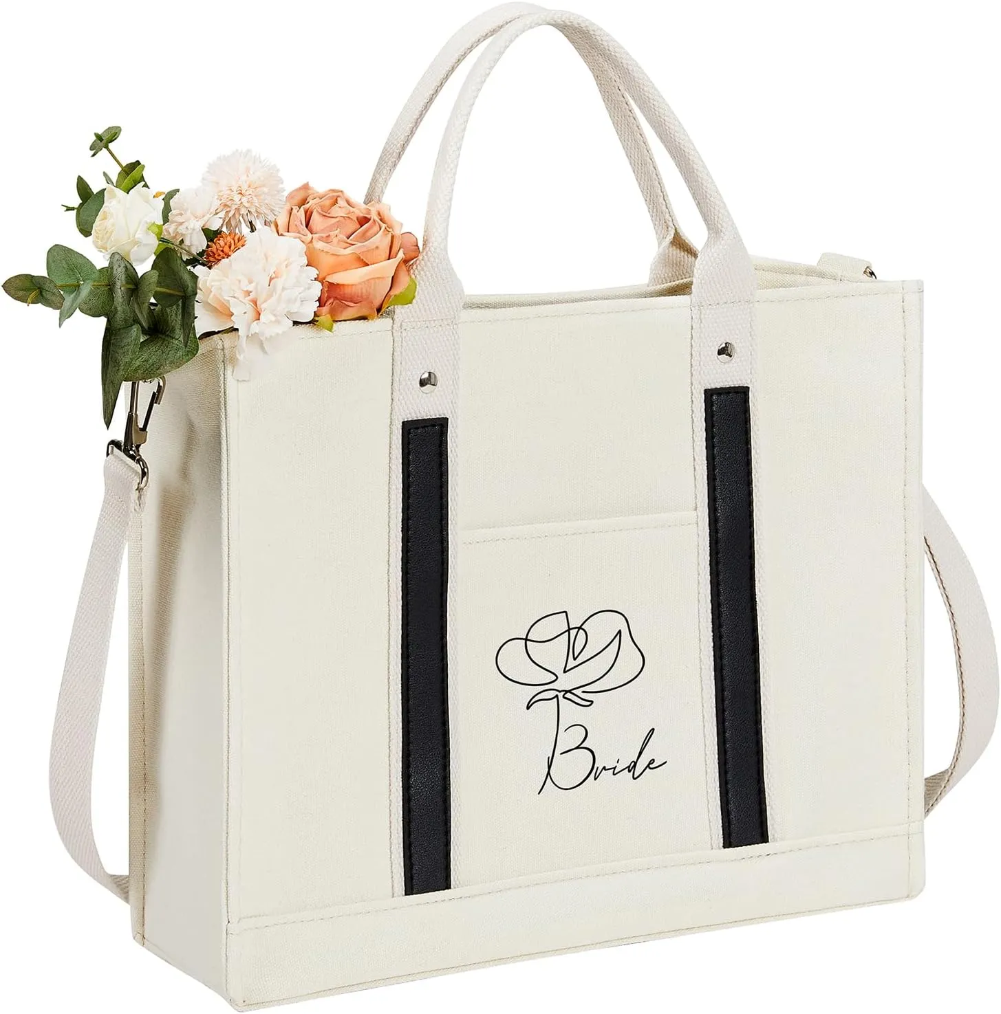 AW BRIDAL Monogram Canvas Tote Bag for Chrismas, Bridal Shower, Retirement, Birthday Gifts for Women Mom Wife Sister Friends