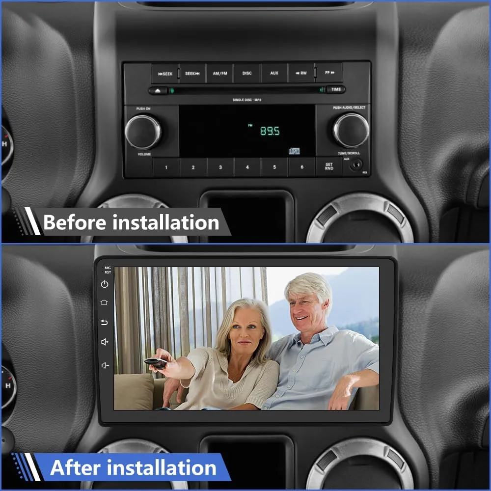 AWESAFE Car Radio Stereo Upgrade 2GB 64GB for Jeep Wrangler JK 2007-2018 Dodge Ram 1500 2500 2009 2010 2011 2012 Grand Cherokee with CarPlay