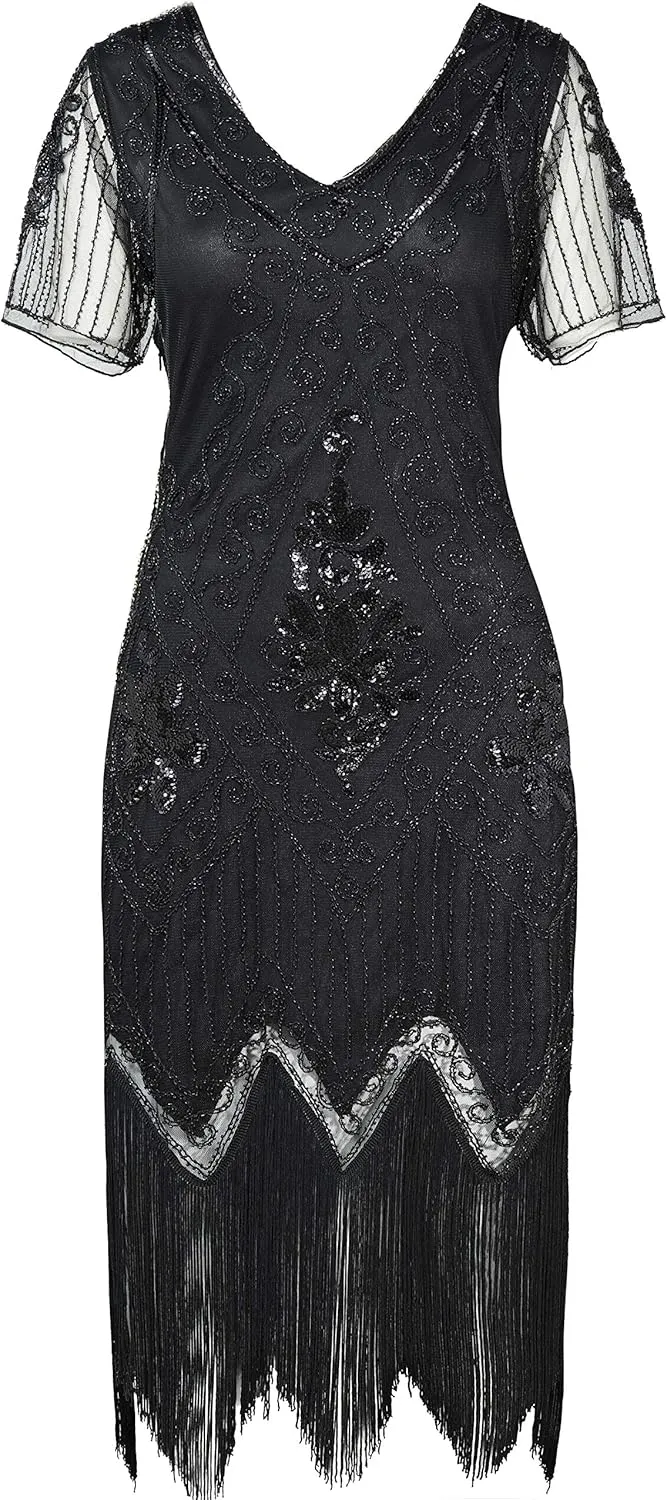 BABEYOND Great Gatsby Dresses for Women Plus Size Cocktail Dress 1920s Flapper Costume for Women