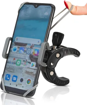 Baby Stroller Phone Holder, Shopping Cart, Golf Cart, Push Cart, Bike Phone Mount, for Motorcycle, Scooter, ATV, Boat, Spin Bike, Treadmill, Handlebar- Universal- iPhone, Cell Phone Clamp (Grey)