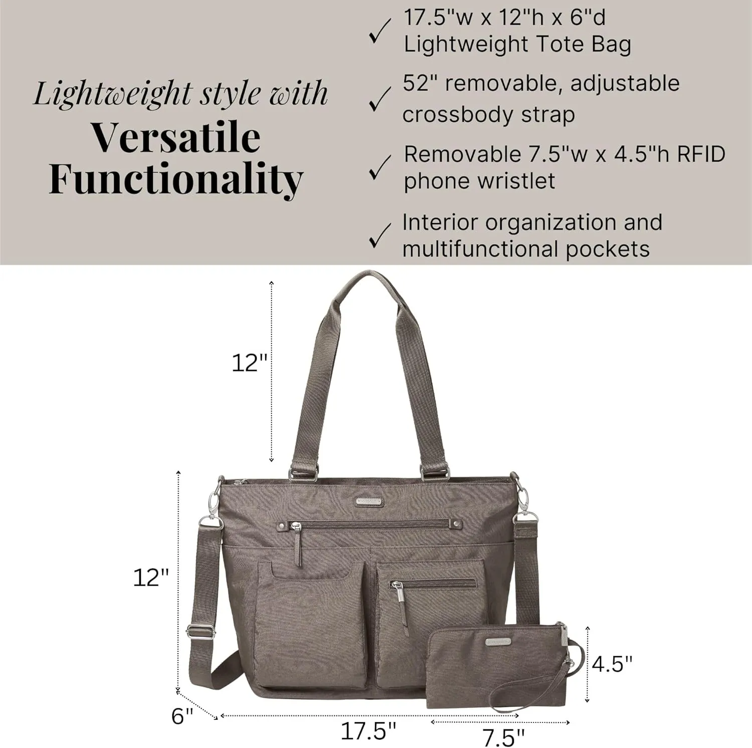 Baggallini Any Day Tote with RFID Phone Wristlet