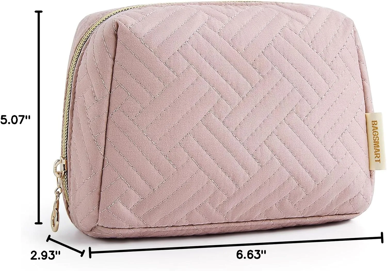 BAGSMART Small Makeup Bag, Travel Cosmetic Bag Make Up Pouch Small Travel Essentials for Women Dorm Room Essentials Pouch,Water-resistant Toiletry Bag,Makeup Organizer Bag,Pink