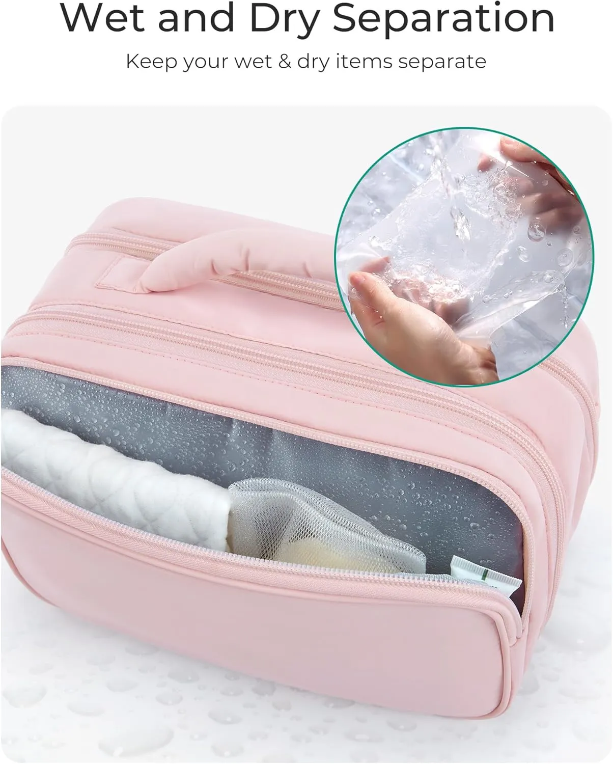 BAGSMART Toiletry Bag for Women, Travel Makeup Bag, Wide-open Portable Make Up Bag Organizer for Women for Travel Essentials Travel-Size Toiletries Accessories Bottles, Brushes, Khaki