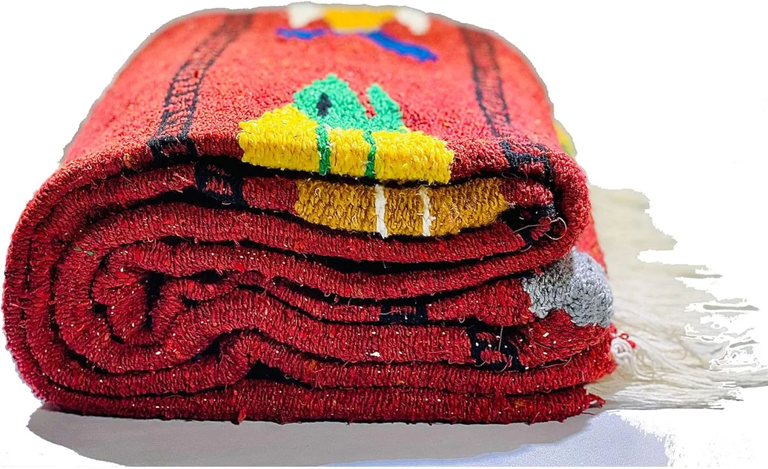 Baja Trader Serape Mexican Blanket, Yoga Mat, Camping Blanket, Beach Blanket, Picnic Blanket, Handmade Woven Throw Blanket, Home Decor, Car Blanket (Fish) (Rust)