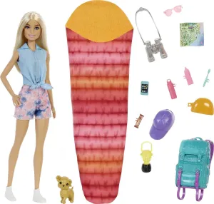 Barbie Doll & Accessories, It Takes Two Malibu Camping Playset with Doll, Pet Puppy & 10  Accessories Including Sleeping Bag