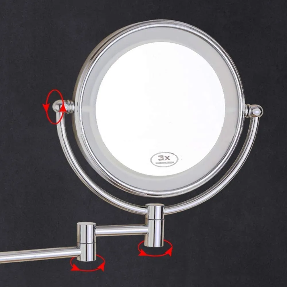 Bathroom Makeup Mirror Wall-Mounted Foldable Telescopic Touch Single-Sided 3X / 5X Magnified Beauty Mirror(Concealed,5X)