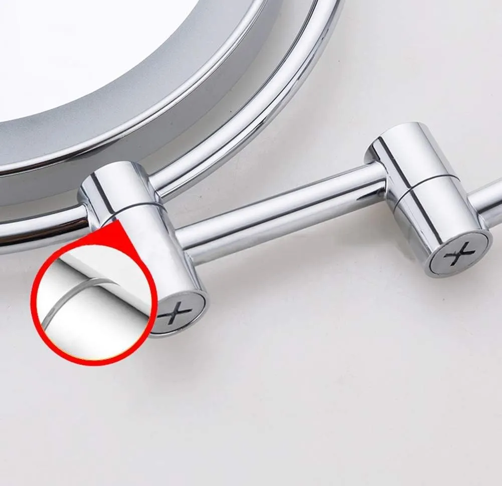 Bathroom Makeup Mirror Wall-Mounted Foldable Telescopic Touch Single-Sided 3X / 5X Magnified Beauty Mirror(Concealed,5X)
