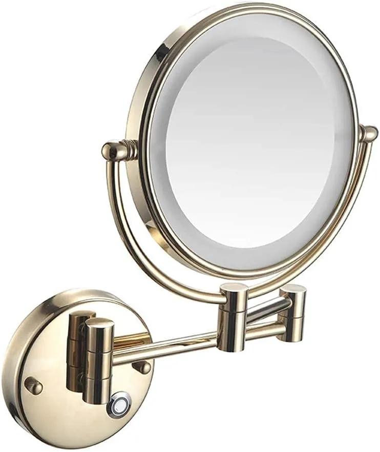 Bathroom Makeup Mirror Wall-Mounted Foldable Telescopic Touch Single-Sided 3X / 5X Magnified Beauty Mirror(Concealed,5X)