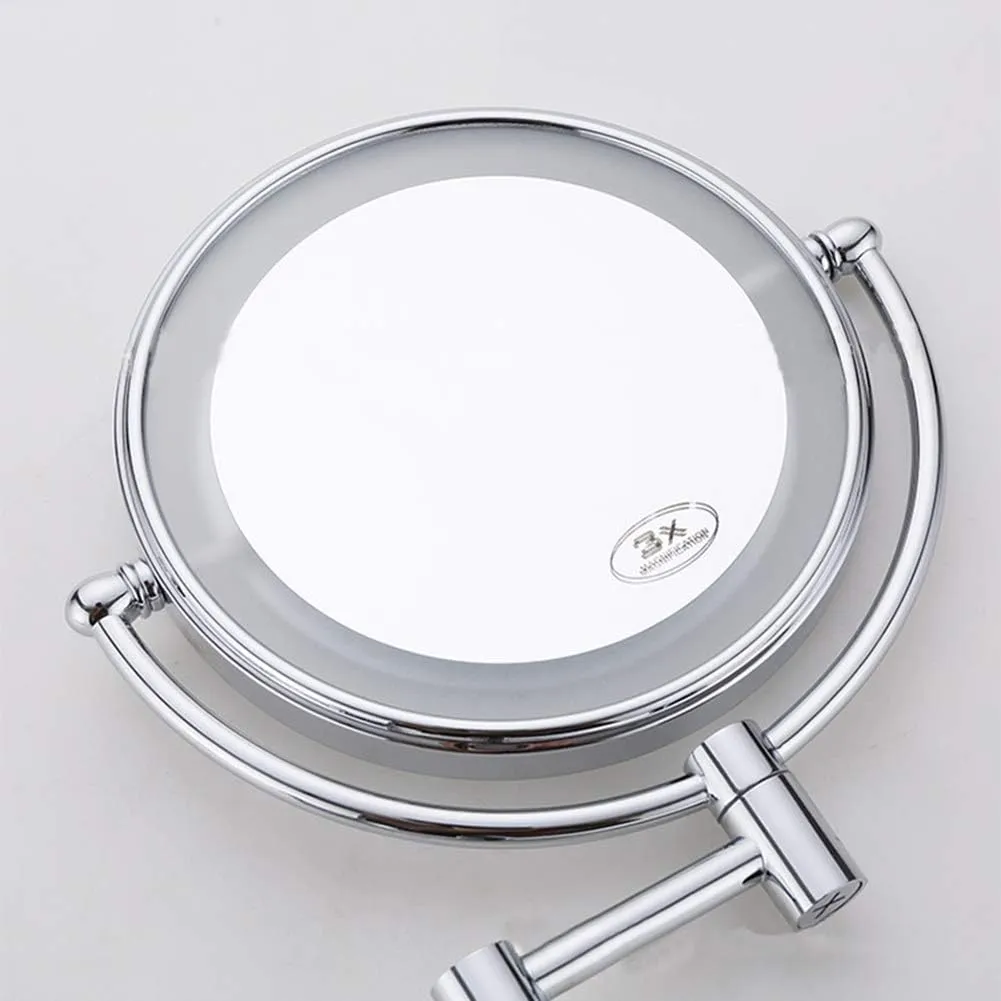 Bathroom Makeup Mirror Wall-Mounted Foldable Telescopic Touch Single-Sided 3X / 5X Magnified Beauty Mirror(Concealed,5X)