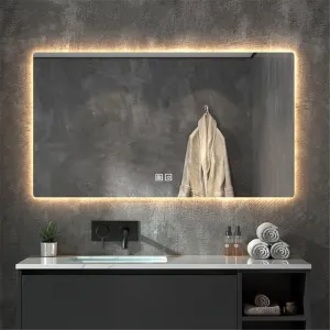 Bathroom Mirror, Anti-Fog and Explosion-Proof Decorative Mirror with Touch Switch Smart Makeup Mirror(Warm Light,700MM*900MM)