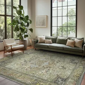 Bavni Area Rug, 3x5 Non-Slip Washable Rug for Living Room, Aesthetic Stain-Resistant Rugs for Bedroom, Lightweight Design Low Pile Rugs, Heavy Grey/Gold