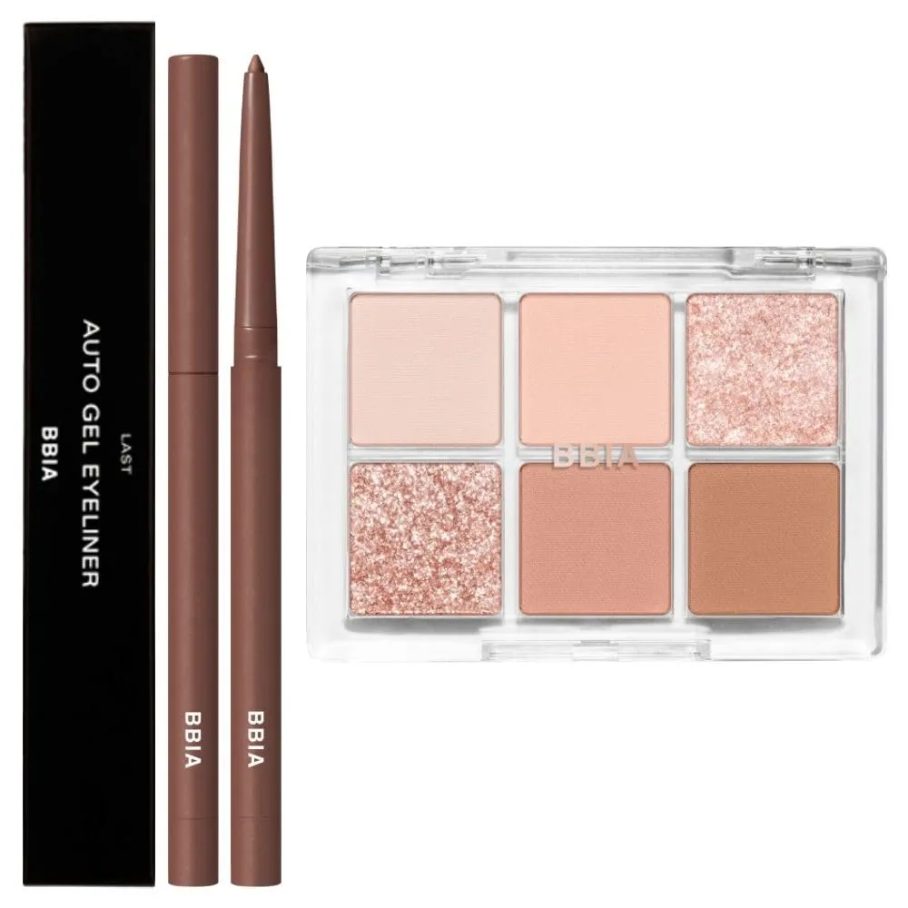BBIA Last Auto Gel Eyeliner (03 ROSE BROWN)   Ready To Wear Eye Palette (01 NUDE BLUSH) Bundle Set
