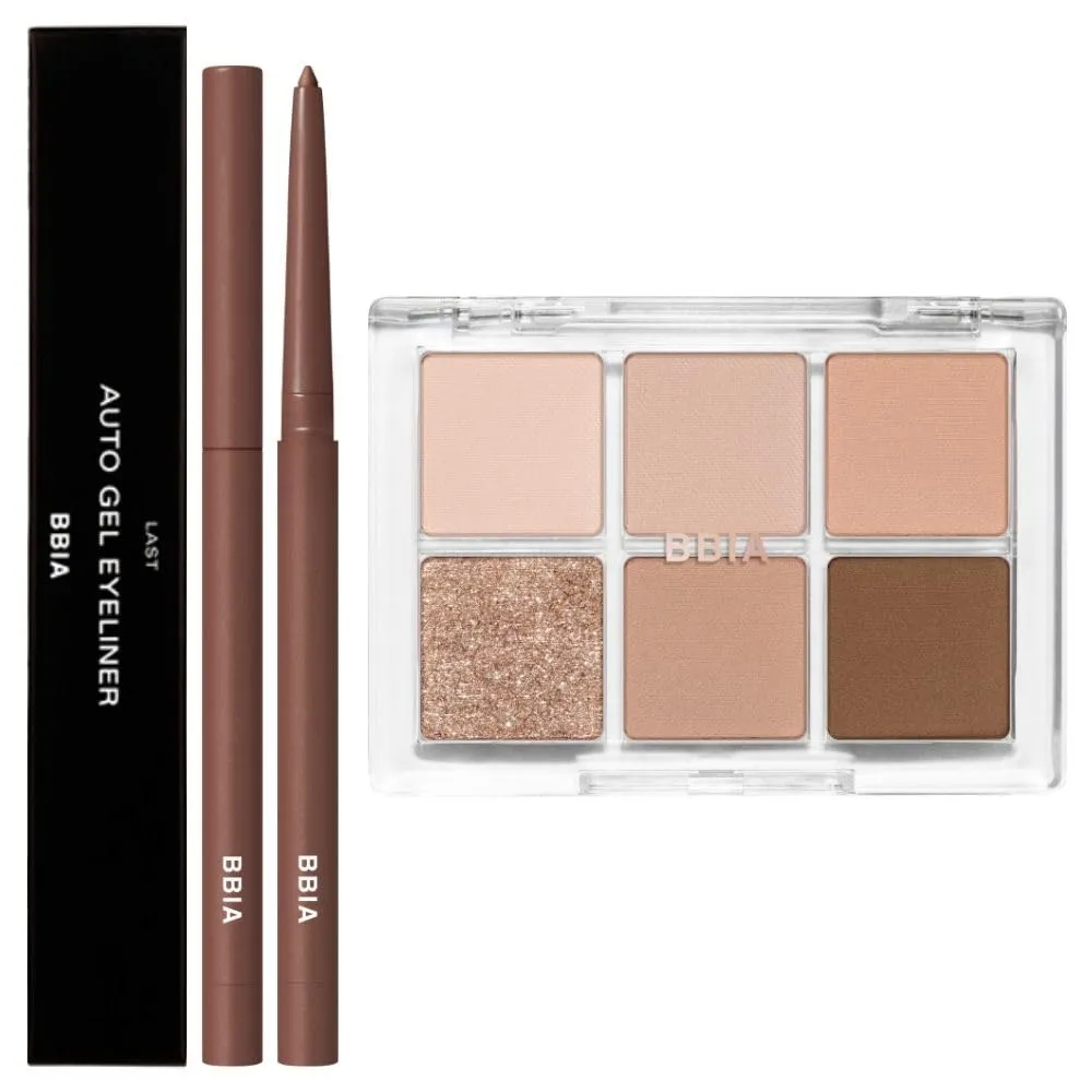 BBIA Last Auto Gel Eyeliner (03 ROSE BROWN)   Ready To Wear Eye Palette (02 MOOD BLUSH) Bundle Set