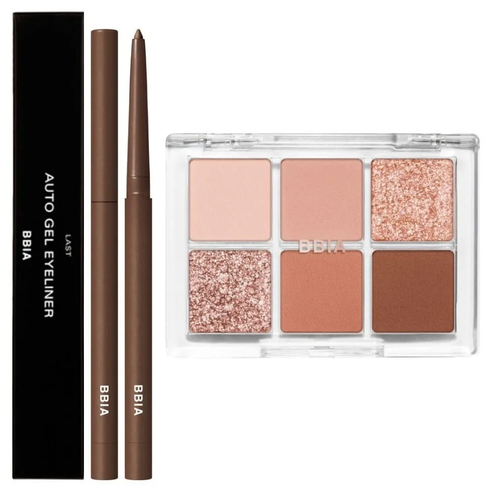 BBIA Last Auto Gel Eyeliner (04 MELLOW BROWN)   Ready To Wear Eye Palette (03 DRY FLOWER) Bundle Set