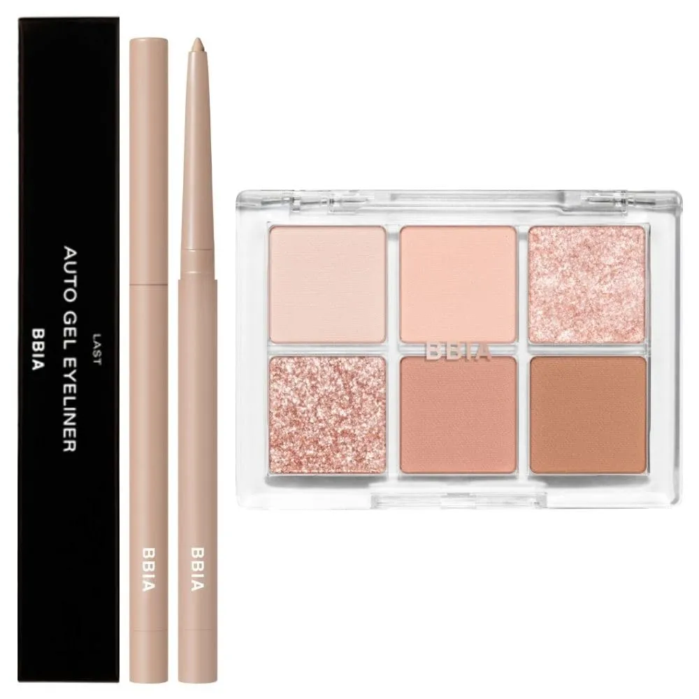 BBIA Last Auto Gel Eyeliner (13 PEANUT BEIGE)   Ready To Wear Eye Palette (01 NUDE BLUSH) Bundle Set