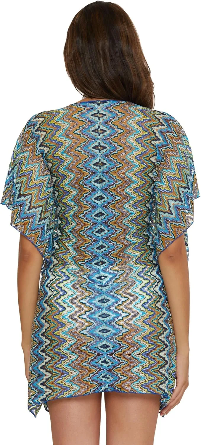 BECCA Sundown Crochet Knit Tunic, Plunge Neck, Casual, Beach Cover Ups for Women