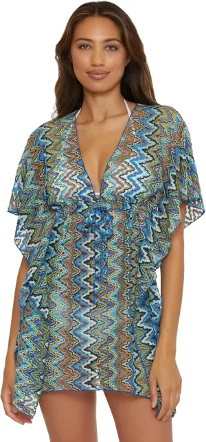 BECCA Sundown Crochet Knit Tunic, Plunge Neck, Casual, Beach Cover Ups for Women