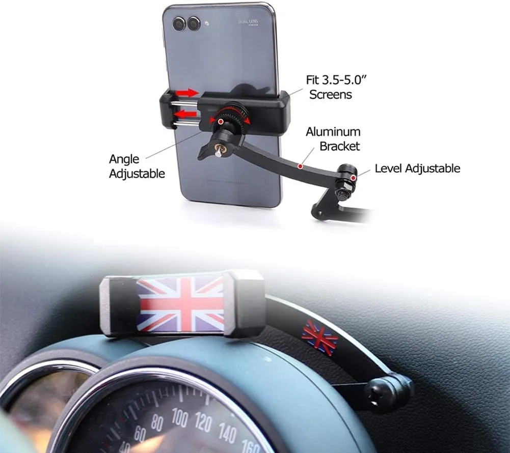 Behind Tachometer Mount Smart Phone GPS Mounting Design Phone Holder Kit for Mini Cooper R55 R56 R57 R60 R61(2008-2013seris) Union Jack (RED)