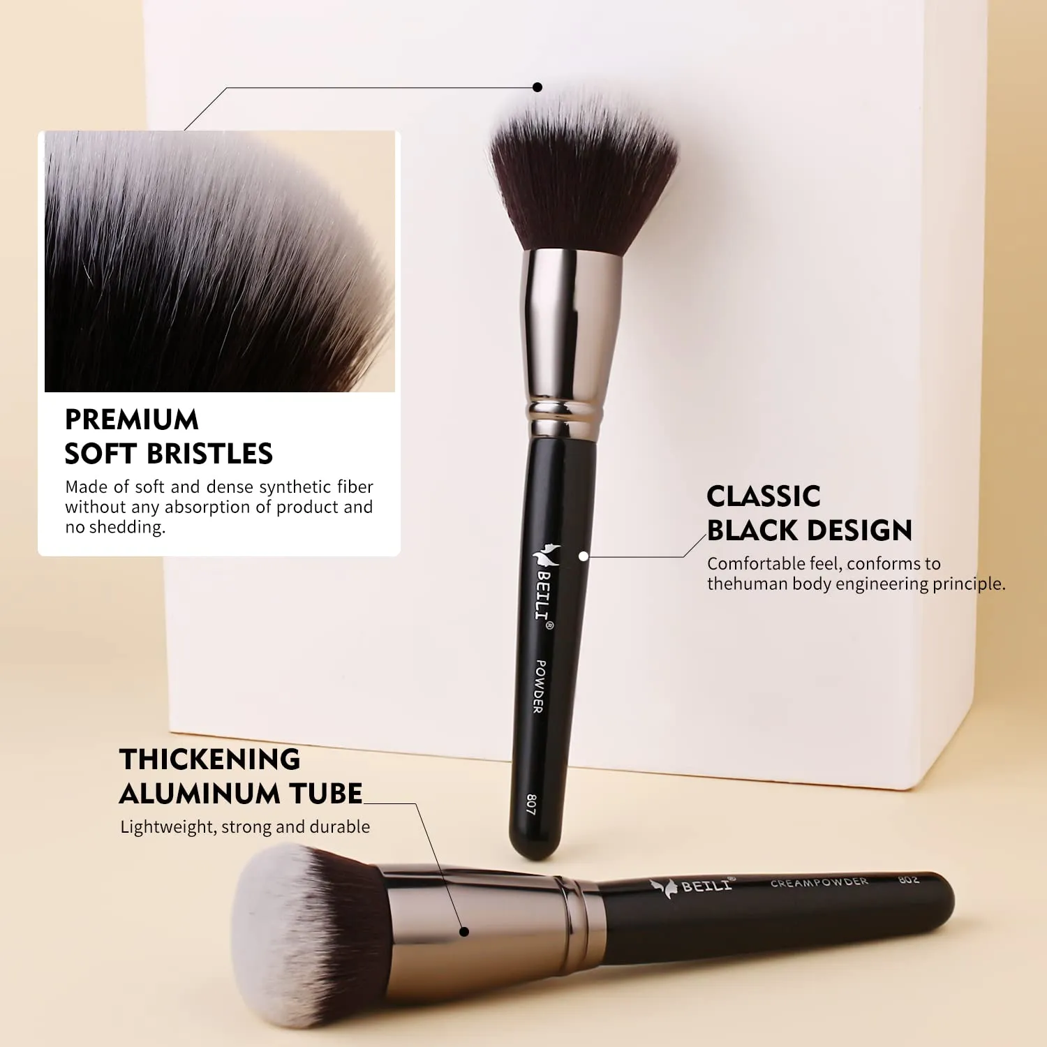 BEILI Makeup Brushes 40Pcs Professional Makeup Brush Set Premium Synthetic Kabuki Foundation Blending Face Powder Blush Concealers Eye Shadows Make Up Brushes Kit
