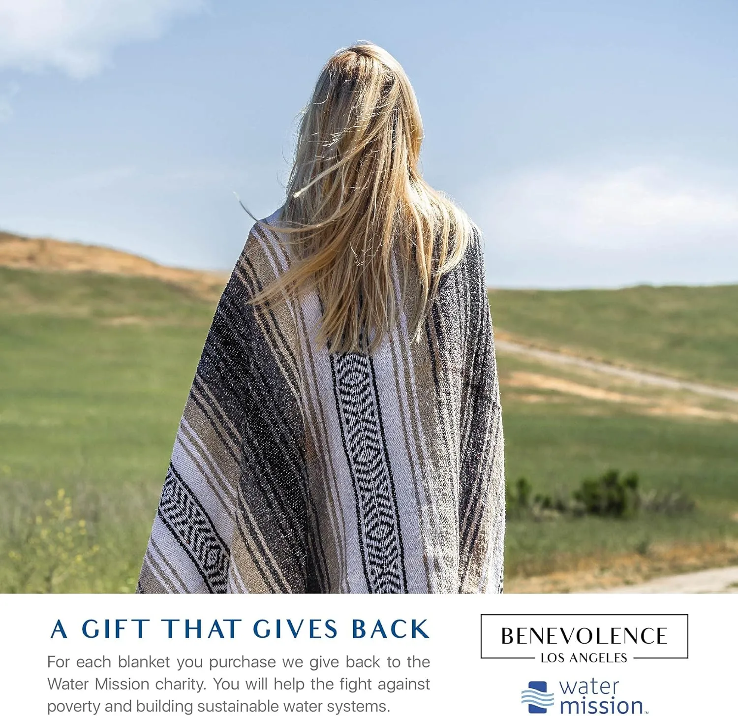Benevolence LA Authentic Handwoven Mexican Blanket | Yoga Blankets, Outdoor, Picnic, Beach, Camping | Equestrian Saddle | Serape 50x70 inches - Sand, Pack of 1